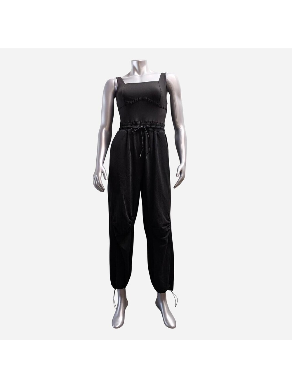 Outfeel Women's Black Jumpsuit Sleeveless Drawstring Cuffed Hem Size S